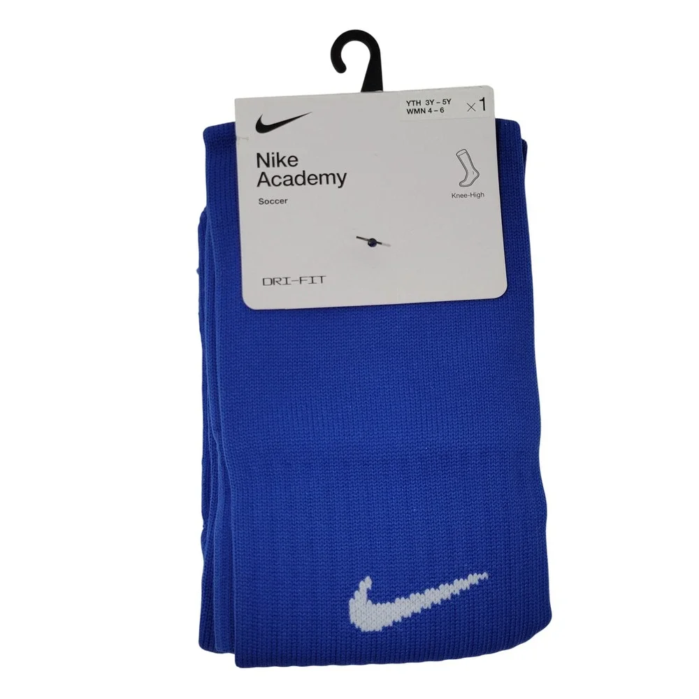 Nike Academy Knee High Soccer Socks Royal Blue Dri-Fit Youth 3Y-5Y Women 4-6 NEW